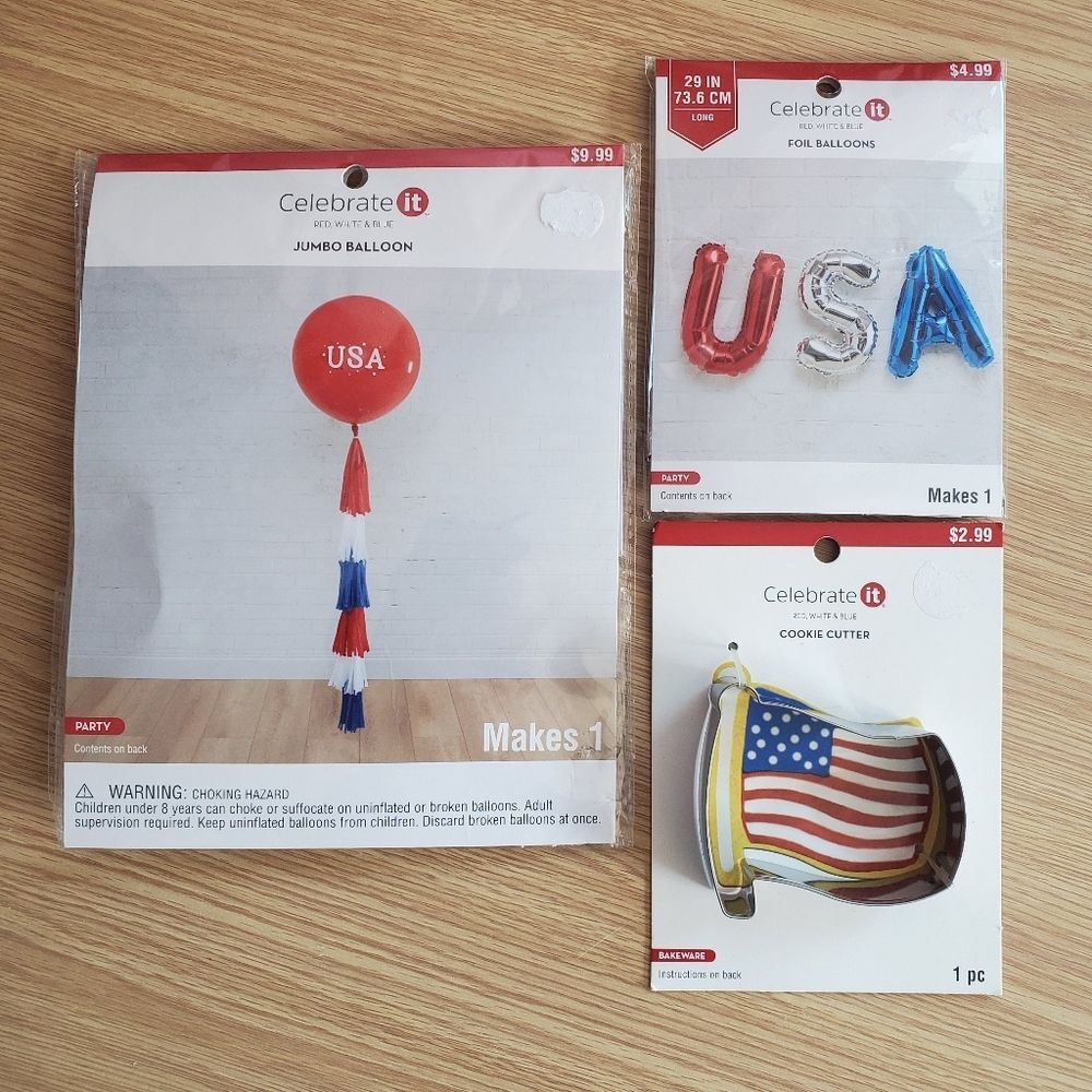 Fourth of July USA flag balloon cookie cutter party decor bundle‎